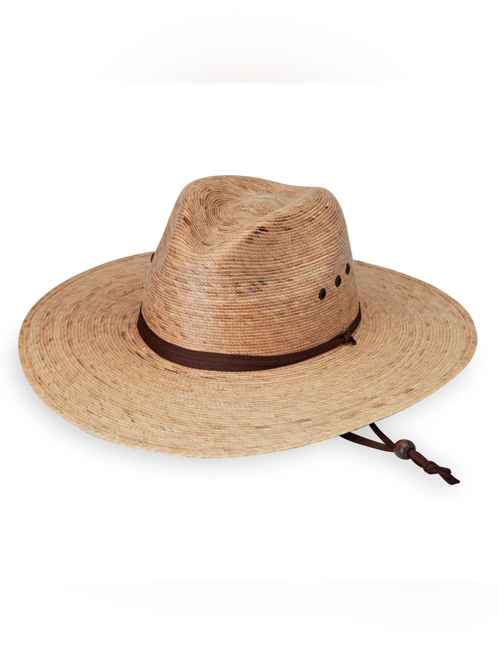Wallaroo Baja Breathable Natural Straw Sun Hat for Men with Dark Brown Band